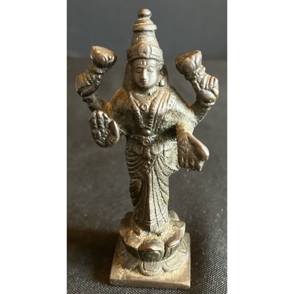 Vintage Made In India Bronze Sculpture of Hindu Deity Narayana